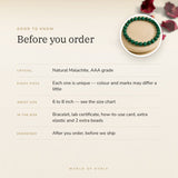 Malachite Bracelet – before you order: size, what is in the box, energised after order