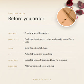 Metal Dhan Yog Bracelet for Women – before you order: size, what is in the box, energised after order