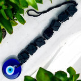 Healing crystal cubes with Evil Eye hanging – Tourmaline for grounding and shieldin