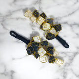 Small Black Tourmaline and Selenite hanging for protection and cleansing