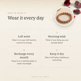 How to wear your Sunstone Bracelet – left wrist, morning wish, recharge on selenite or moonlight