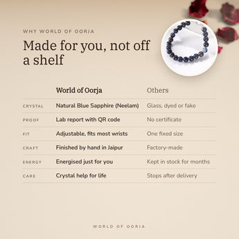 Why World of Oorja – Blue Sapphire Silver Bracelet (Neelam) made for you, finished by hand in Jaipur
