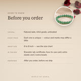 Jade bracelet – before you order: size, what is in the box, energised after order