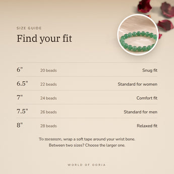 Jade bracelet size guide – 6 to 8 inch