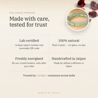 The Oorja promise – Green Aventurine Cylinder Bracelet, lab certified and energised after you order