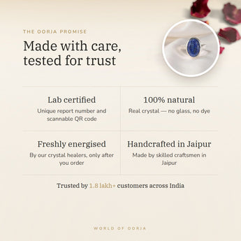 The Oorja promise – Lapis Lazuli Ring, lab certified and energised after you order