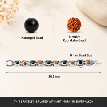 Silver Plated Rudraksha & Karungali Bracelet – image 4