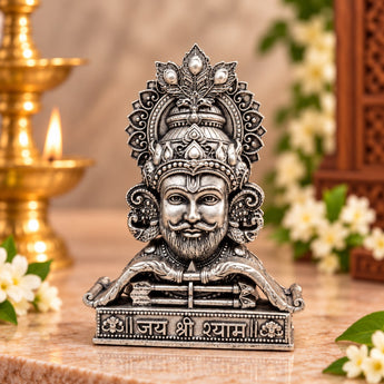 Khatu Shyam idol in silver plated finish