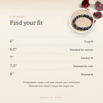 Lapis Lazuli bracelet size guide – 6 to 8 inch
