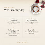 How to wear your Mulank 9 Bracelet – left wrist, morning wish, recharge on selenite or moonlight