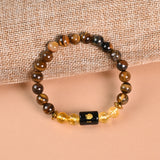 Leo Tiger's Eye and Citrine zodiac bracelet flat lay