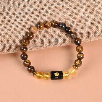 Leo Tiger's Eye and Citrine zodiac bracelet flat lay