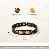 Leo bracelet crystals and size – 8mm beads, adjustable black metal band