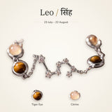 Leo zodiac constellation bracelet for women with Tiger Eye and Citrine – silver