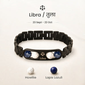 Libra zodiac bracelet with Lapis Lazuli and Howlite – Tula rashi crystal bracelet