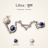 Libra zodiac constellation bracelet for women with Lapis Lazuli and Howlite – silver