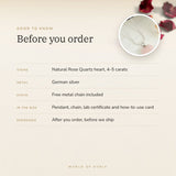 Rose Quartz Heart Pendant – good to know before you order: what is in the box, energised after order