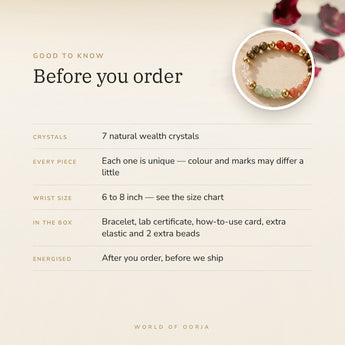 Dhan Vridhi Bracelet – before you order: size, what is in the box, energised after order