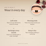 How to wear your Capricorn Zodiac Bracelet – left wrist, morning wish, recharge on selenite or moonlight
