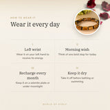 How to wear your Tiger Eye Cylinder Bracelet – left wrist, morning wish, recharge on selenite or moonlight