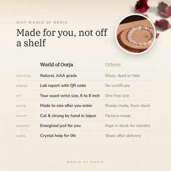 Why World of Oorja – Selenite Bracelet made for you, finished by hand in Jaipur