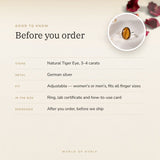 Tiger Eye Ring – good to know before you order: what is in the box, energised after order