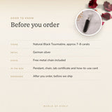 Black Tourmaline Pencil Pendant – good to know before you order: what is in the box, energised after order