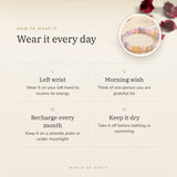 How to wear your Morganite bracelet – left wrist, morning wish, recharge on selenite or moonlight