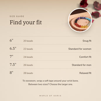 7 Chakra Bracelet size guide – 6 to 8 inch