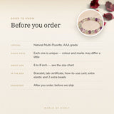 Multi-Fluorite bracelet – before you order: size, what is in the box, energised after order