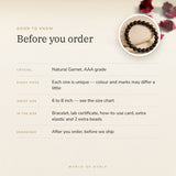 Garnet Bracelet – before you order: size, what is in the box, energised after order