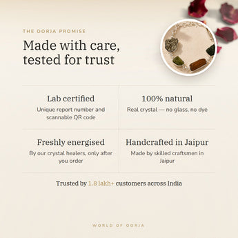 The Oorja promise – Raw Dhan Yog Bracelet, lab certified and energised after you order