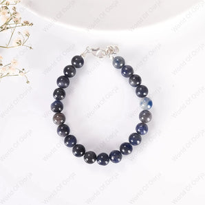 Natural Blue Sapphire Silver Adjustable Bracelet - WorldOfOorja