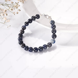Natural Blue Sapphire Silver Adjustable Bracelet - WorldOfOorja