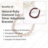 Natural Ruby Diamond Cut Silver Adjustable Bracelet - WorldOfOorja