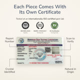 Selenite Charging Plate lab certificate – tested at an ISO certified gem lab