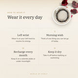 How to wear your Mulank 8 Bracelet – left wrist, morning wish, recharge on selenite or moonlight