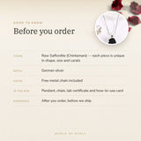 Saffordite (Chintamani) Pendant – good to know before you order: what is in the box, energised after order