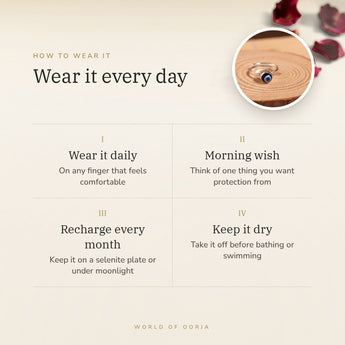 How to wear your Evil Eye Ring – daily wear, morning wish, recharge on selenite or moonlight
