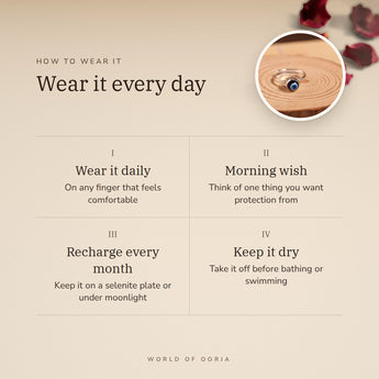How to wear your Evil Eye Ring – daily wear, morning wish, recharge on selenite or moonlight