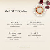 How to wear your Mulank 1 Bracelet – left wrist, morning wish, recharge on selenite or moonlight