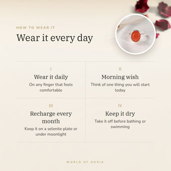 How to wear your Carnelian Ring – daily wear, morning wish, recharge on selenite or moonlight