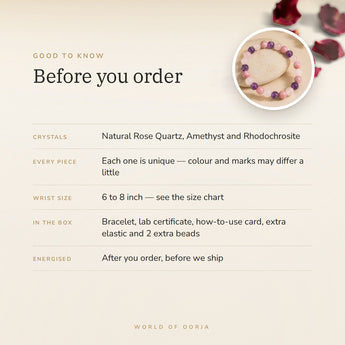 Love & Stress Relief Bracelet – before you order: size, what is in the box, energised after order