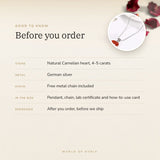 Carnelian Heart Pendant – good to know before you order: what is in the box, energised after order