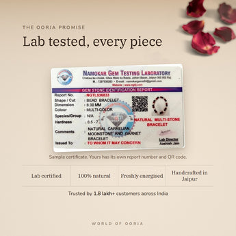 PCOD/PCOS Support Bracelet lab certificate with QR code – The Oorja promise
