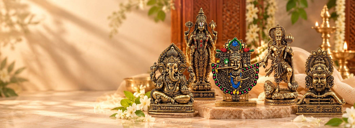 Panchdhatu idols of Ganesha, Balaji, Shrinathji, Hanuman and Khatu Shyam