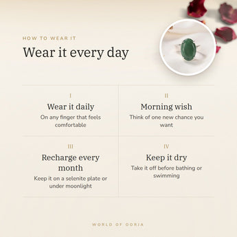 How to wear your Green Aventurine Ring – daily wear, morning wish, recharge on selenite or moonlight