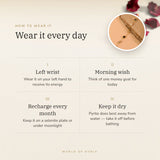 How to wear your Metal Dhan Yog Bracelet for Women – left wrist, morning wish, recharge on selenite or moonlight