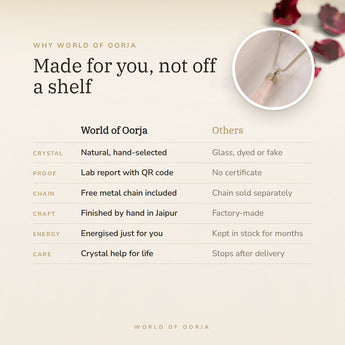 Why World of Oorja – Rose Quartz Pencil Pendant made for you, finished by hand in Jaipur