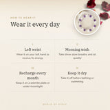 How to wear your Mulank 7 Bracelet – left wrist, morning wish, recharge on selenite or moonlight